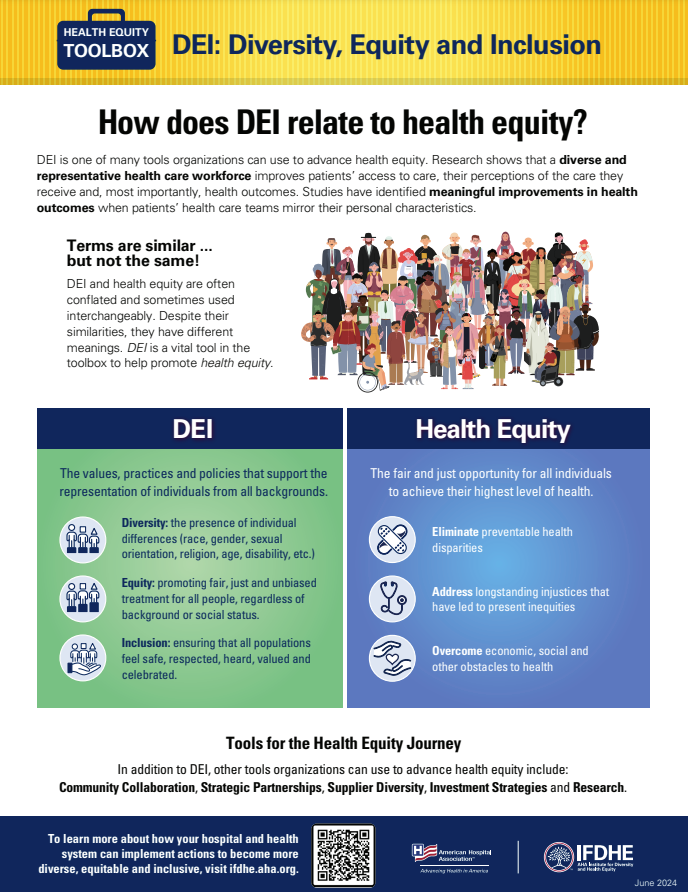 infographic: Health Equity Toolbox - How Does DEI Relate to Health Equity? cover image