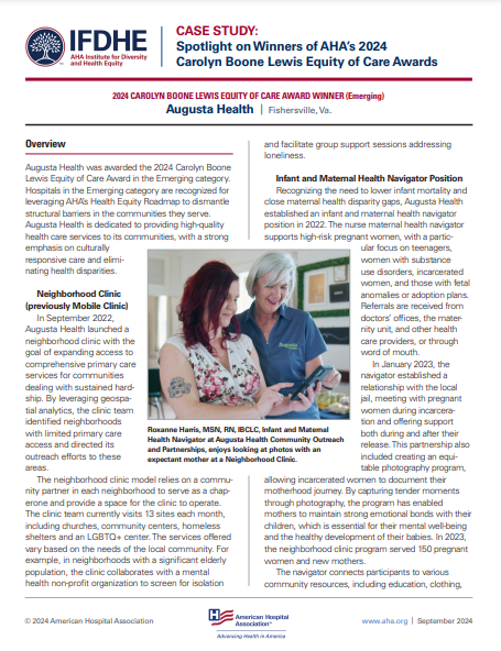 Equity of Care Awards Case Study: Augusta Health