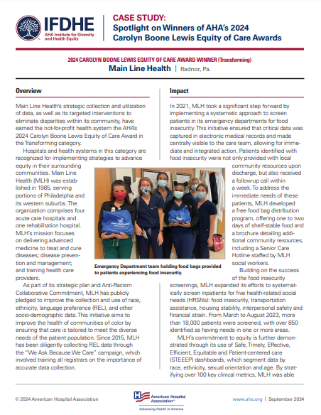 Equity of Care Awards Case Study: AnMed