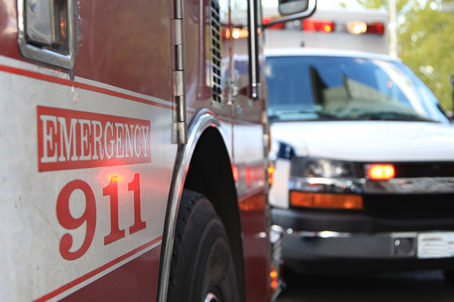 Ambulances arriving at a hospital